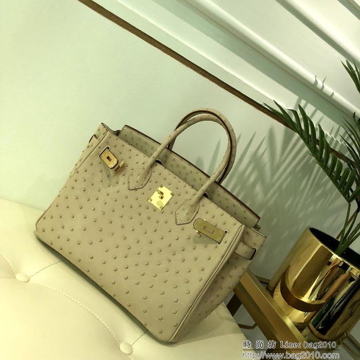 HERMES愛馬仕 鉑金包 Birkin 30 南非原產KK級鴕鳥皮 頂級工藝 手縫蠟線 時尚手提肩背包  Ama1412